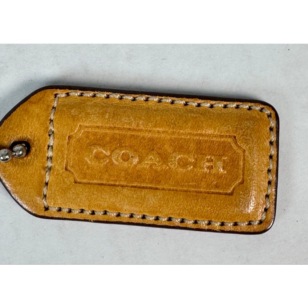 Coach Leather Hangtag Keychain Tan Bag Charm Vintage